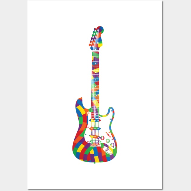 S-Style Electric Guitar Colorful Texture Wall Art by nightsworthy